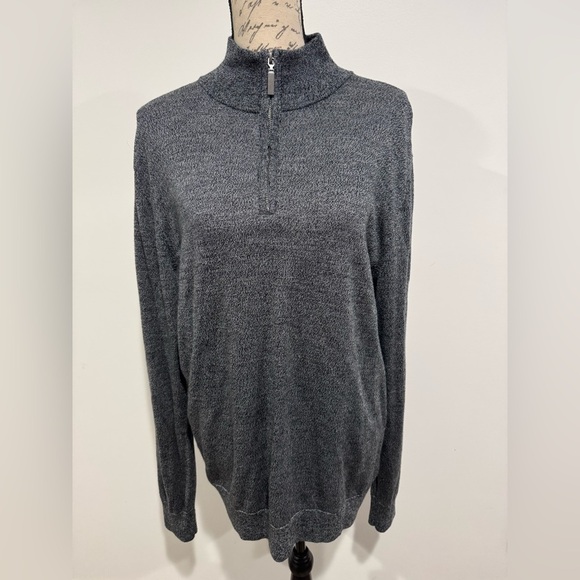 Fairlane Sweater Men's XL Gray 100% Merino Wool 1/4 Zip Long Sleeve Pullover - Picture 1 of 8